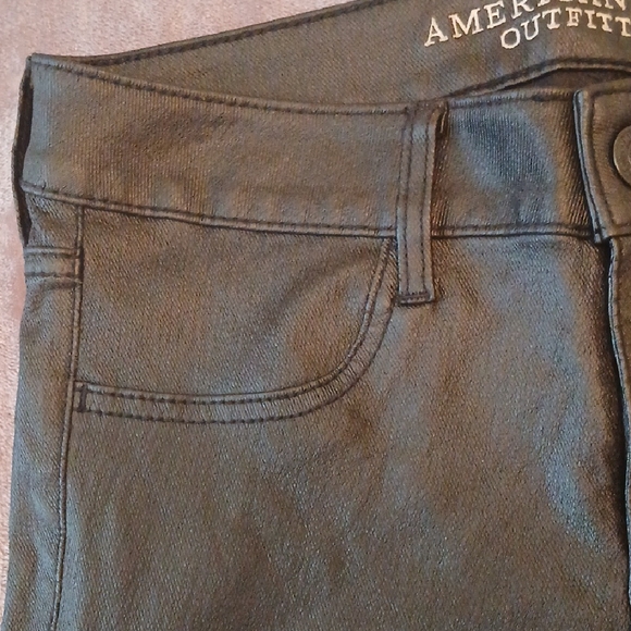 NWOT American Eagle Liquid Black Jeggings Slim Fit - Faux Leather & Jean Mix - Picture 6 of 6